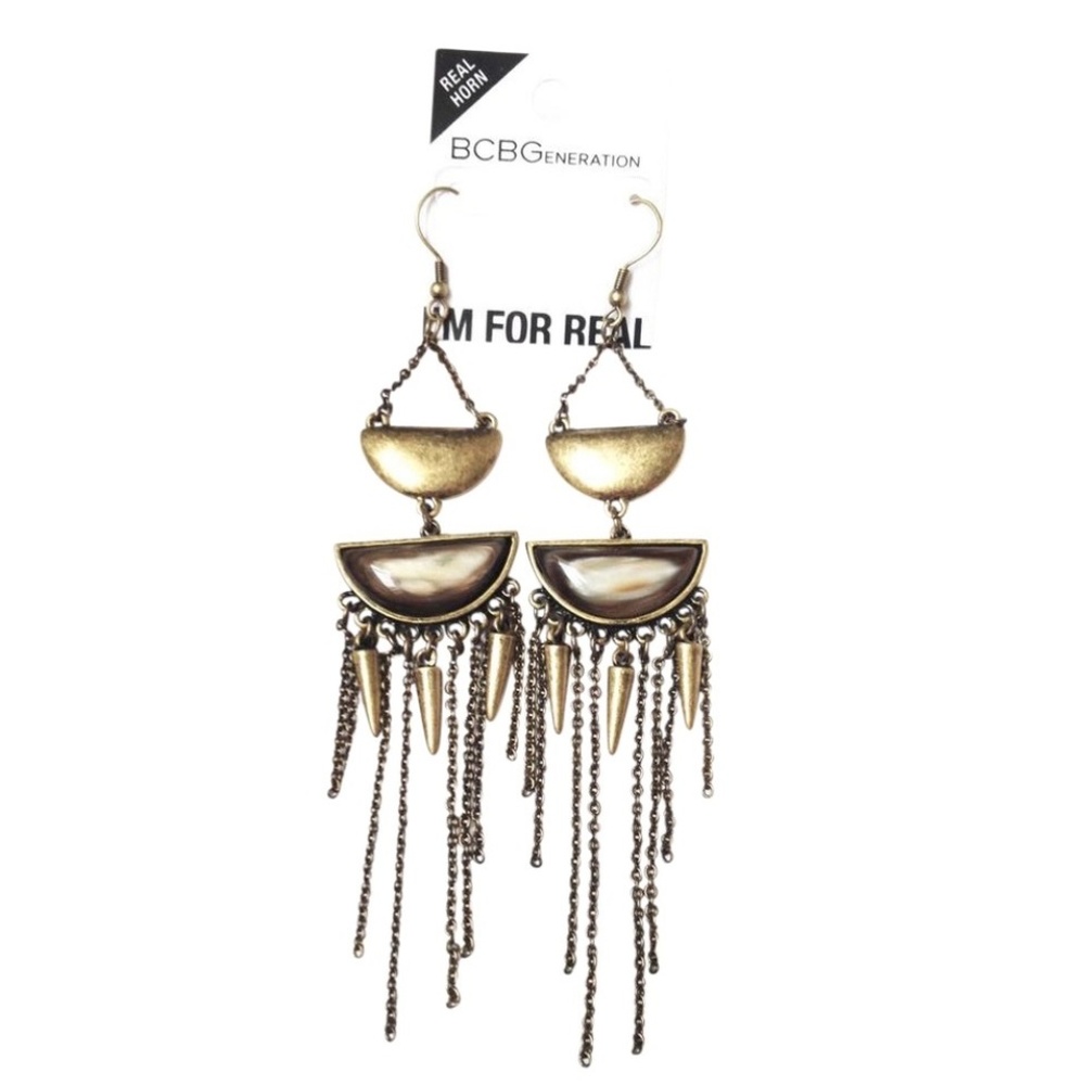 BCBGeneration Earrings Boho Spike Fringe Horn